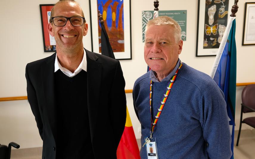 Interim Moogji CEO Christofer Beal and Orbost Regional Health Acting CEO Mark Johnson met last week to discuss services for First Nations people in Orbost.