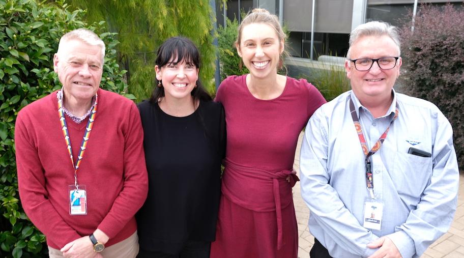 Orbost Regional Health Acting CEO Mark Johnson with GPs Dr Roisin Kinsella and Dr Jane Maxwell, and Manager of the Orbost Medical Clinic Andrew Phillips.